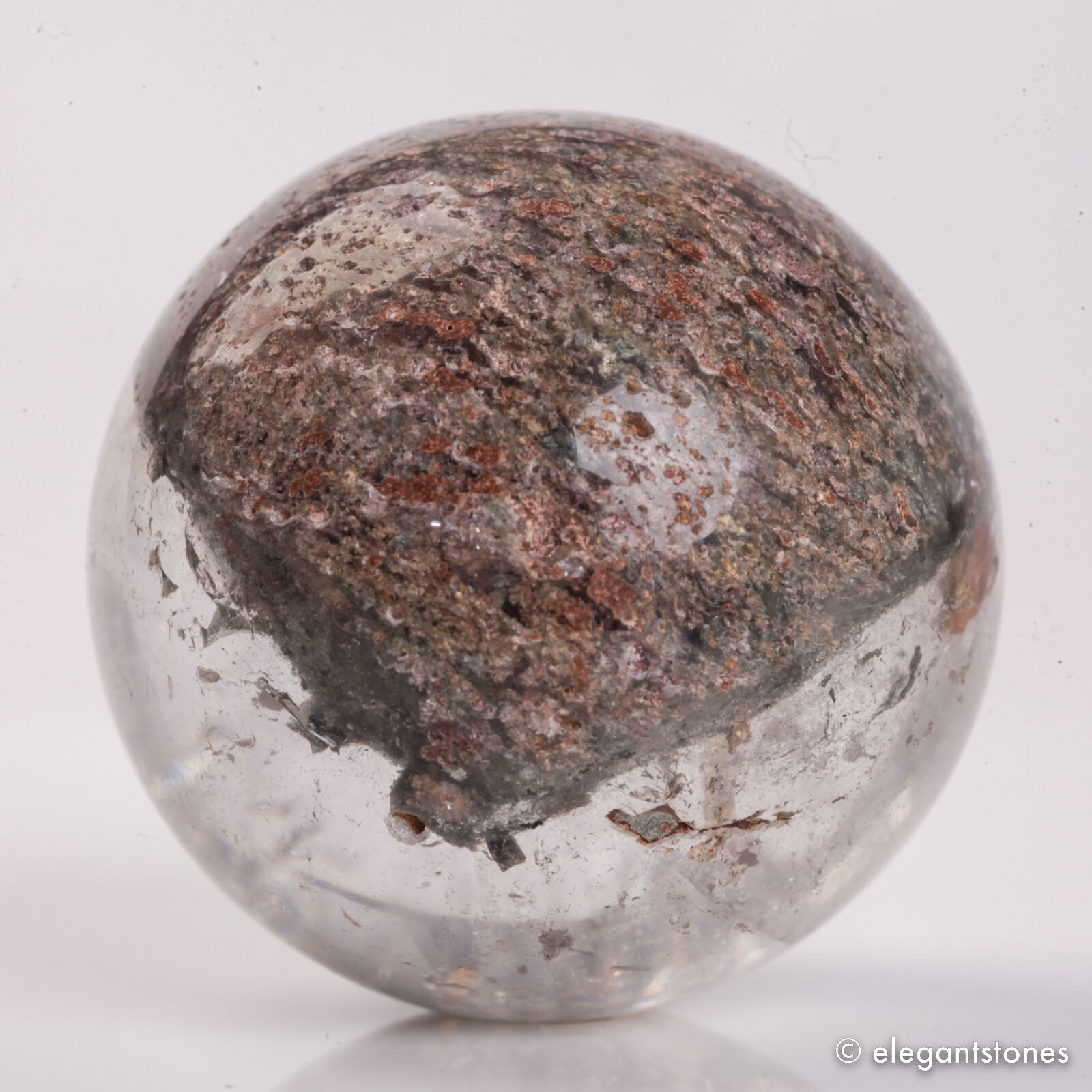 59g35mm Natural Garden/Phantom/Ghost/Lodolite Quartz Crystal Sphere Healing Ball