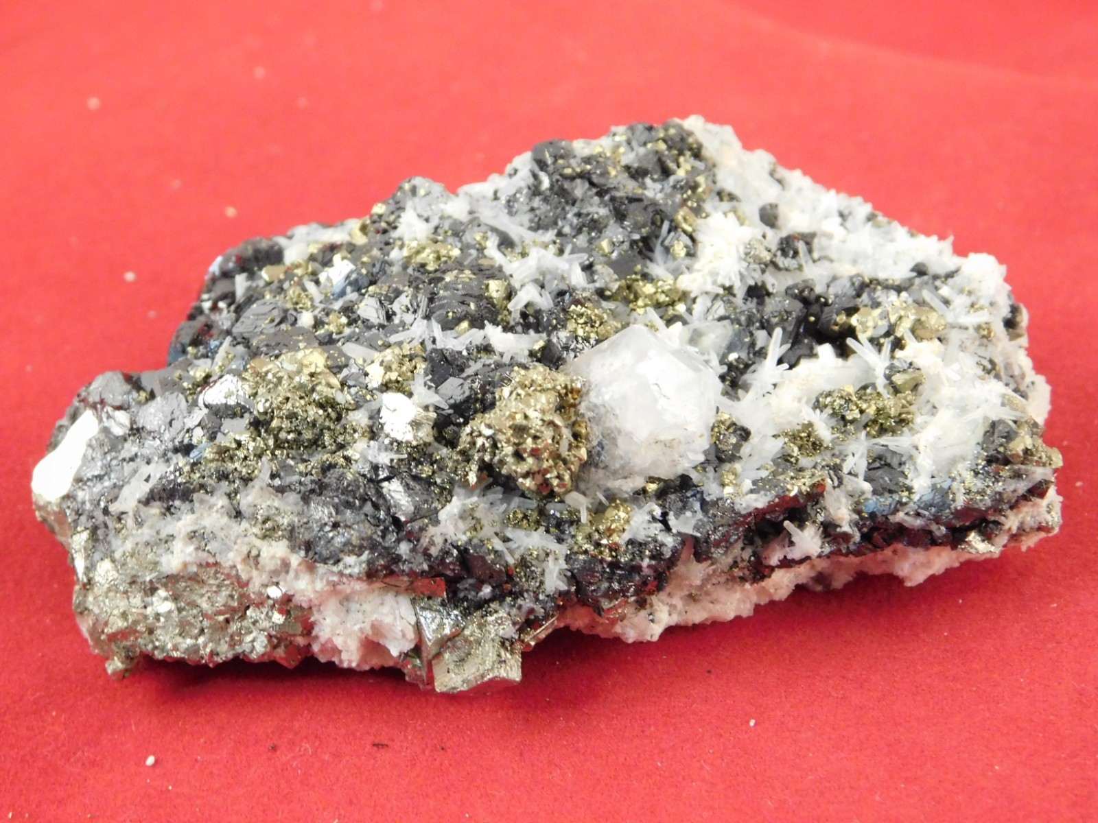 Sphalerite Crystal Cluster with Chalcopyrite Calcite and Pyrite 116gr