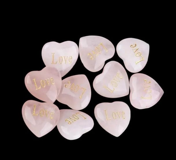 Love Pink Heart Shaped Crystals Rose Quartz Crystal Lover Birthday Healing Gifts