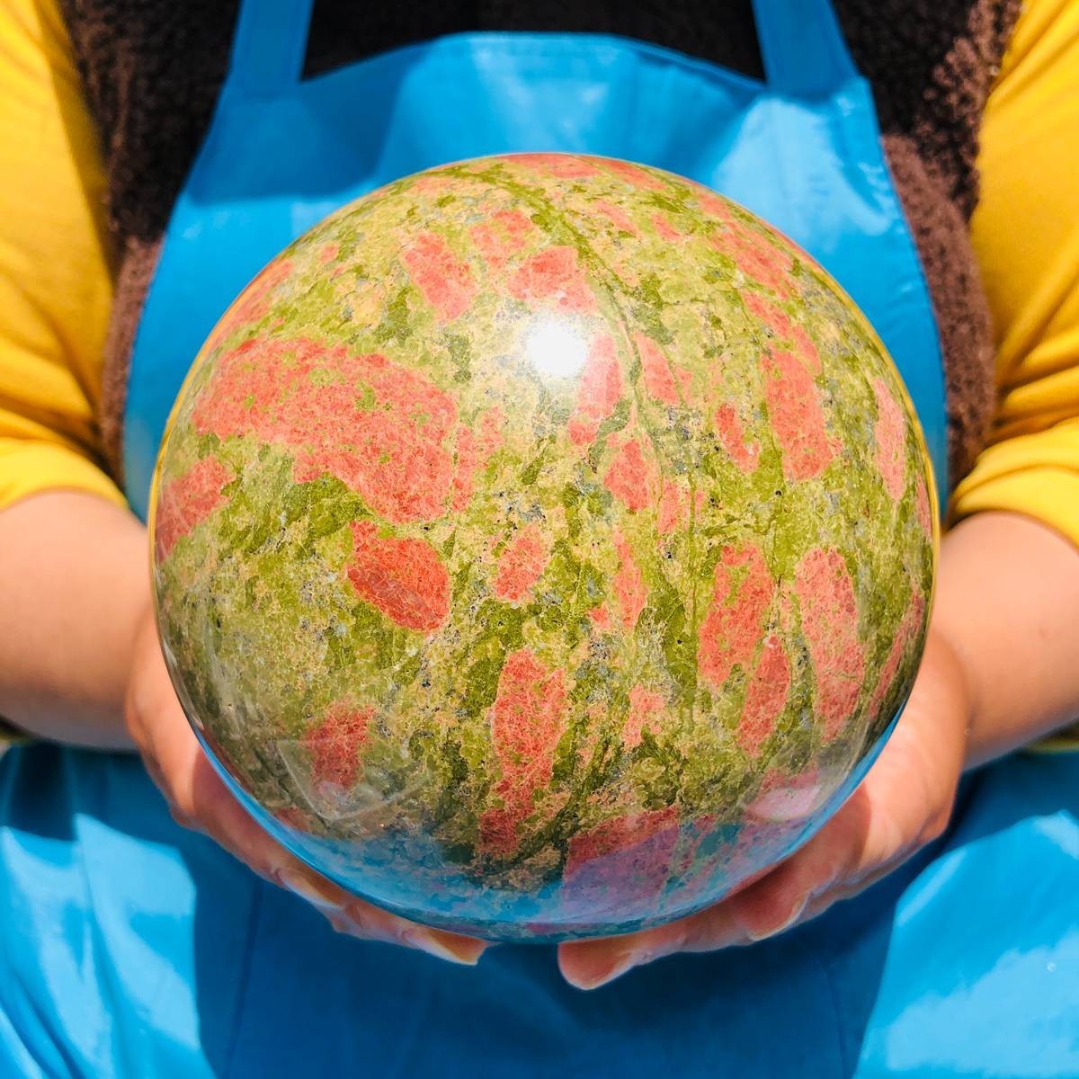 7.12LB Natural flower green treasure ball Sphere Crystal Healing Decor Ball