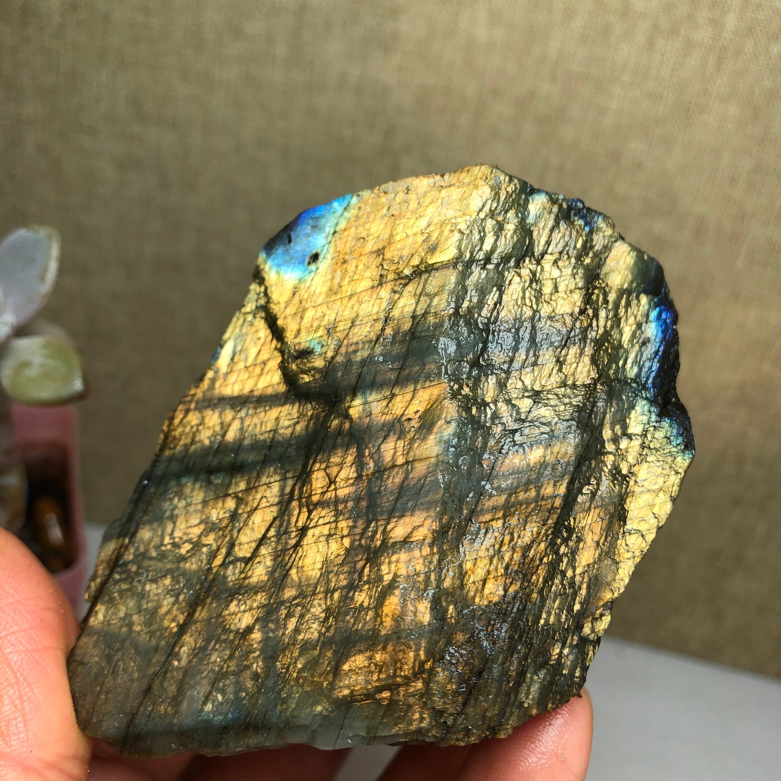 65mm Natural Labradorite Crystal gemstone rough original Specimen 205g A2631