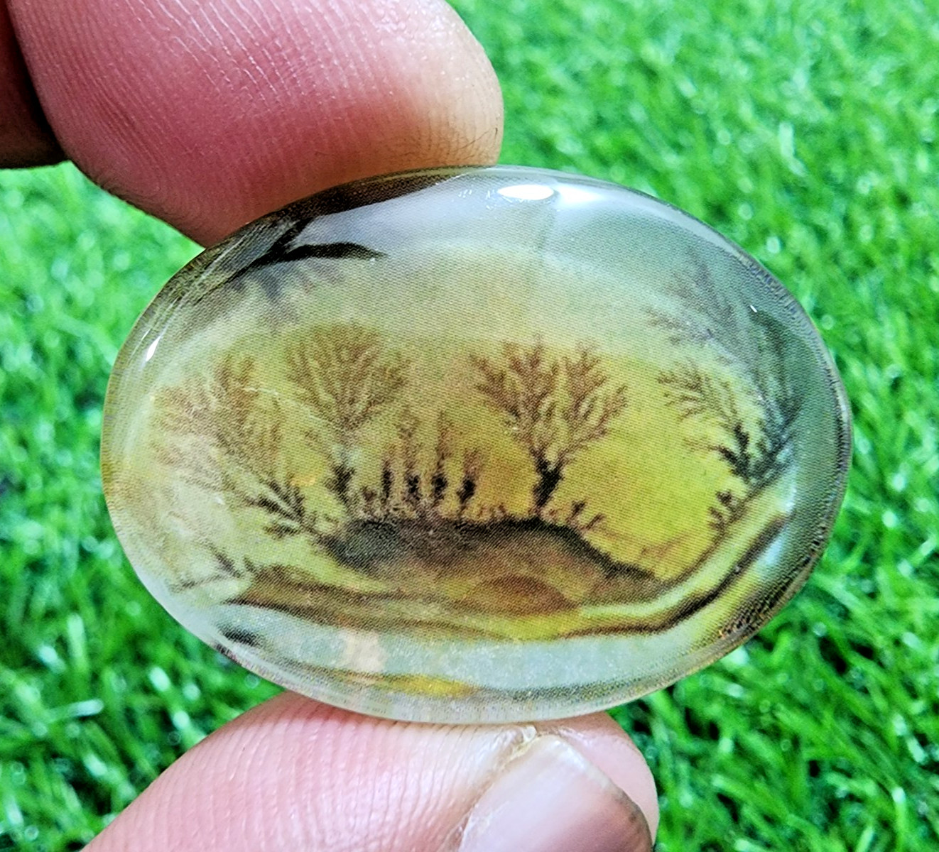 Amazing Dendritic Agate 62Crt Heart Cabochon Scenic Landscape Pendant Gemstone