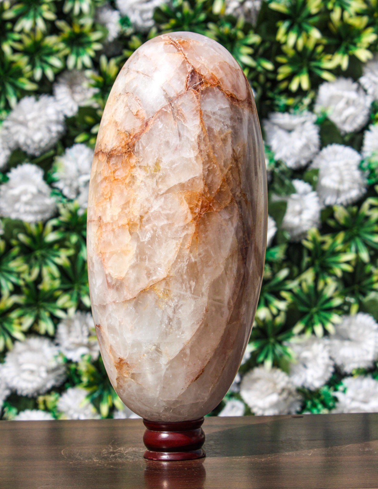 Polished 335MM Red Fire Quartz Stone Healing Charged Metaphysical Chakra Lingam