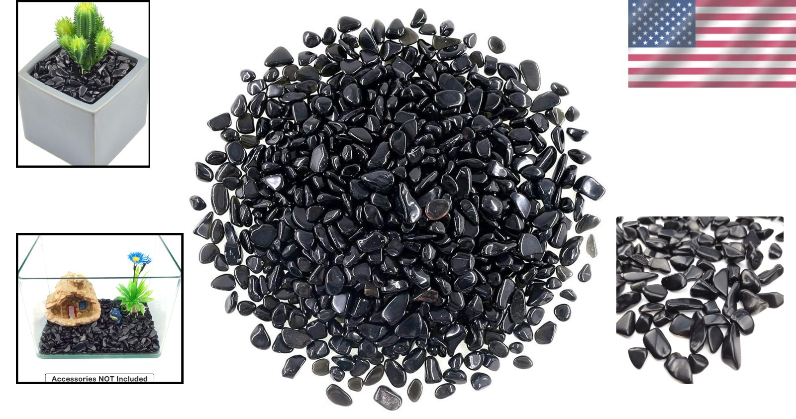 Decorative Irregular Black Obsidian Stones – Ideal for Aquariums & Succulents