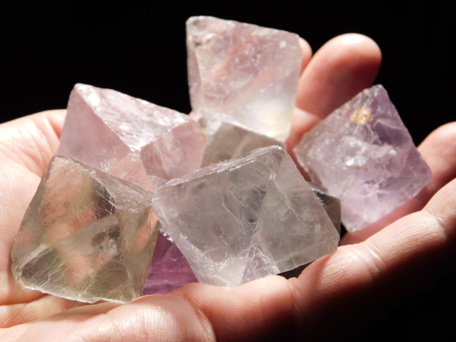 Big Lot of EIGHT! Translucent Octahedron FLUORITE Crystals From China 344gr