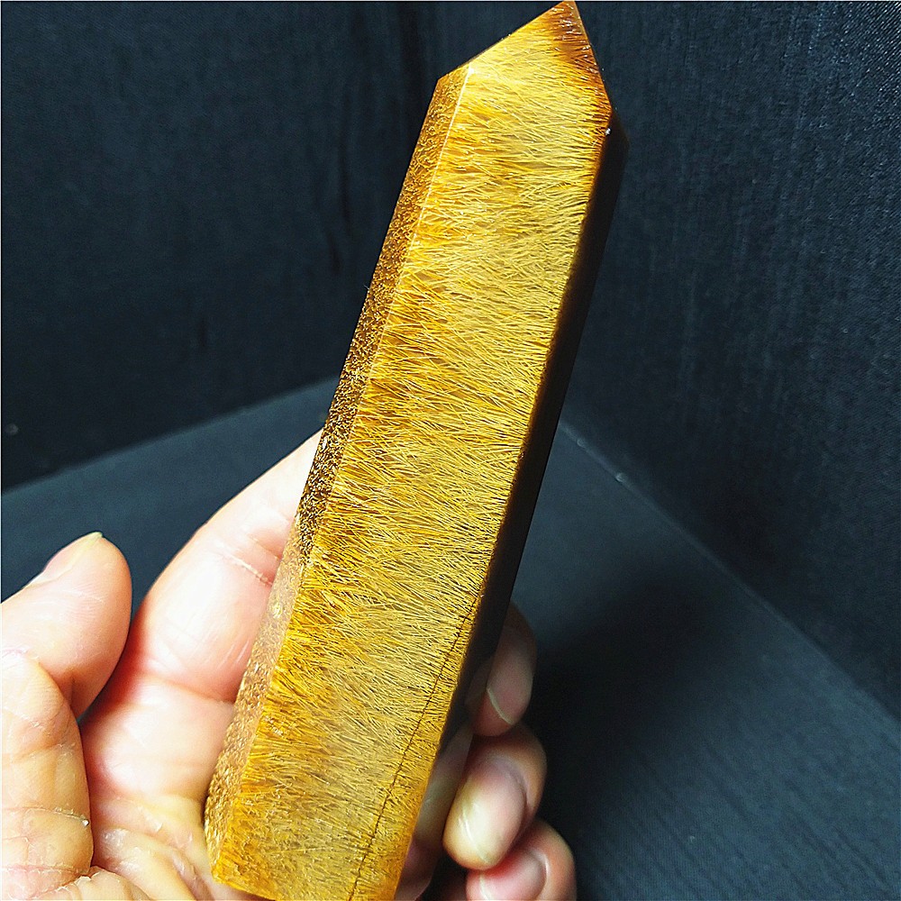 RARE 154.3G Natural Beautiful Golden Hair Rutilated Agate Stone Healing C1113