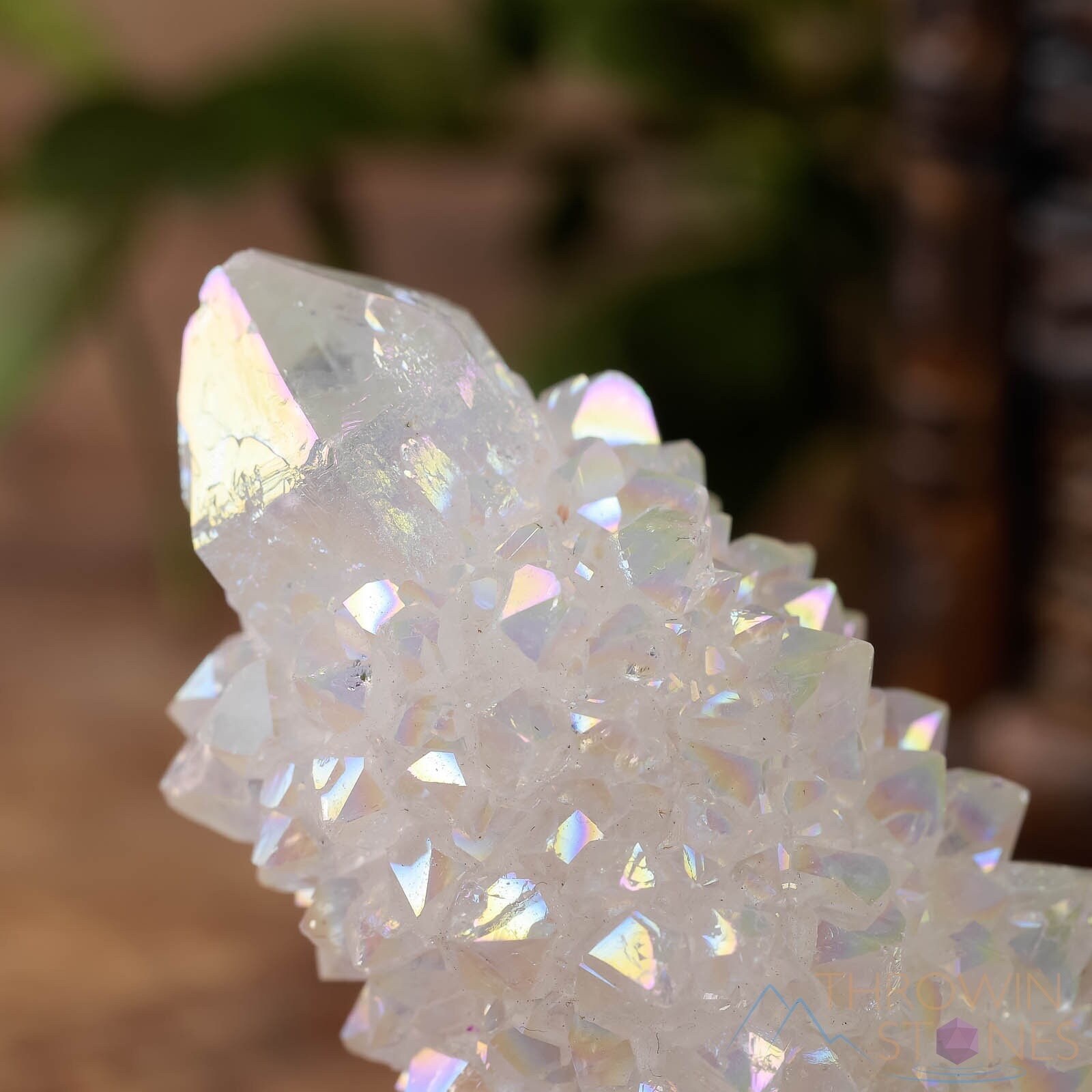 White Angel AURA QUARTZ Crystal – Lotus – Rainbow Spirit Quartz Decor, E2005
