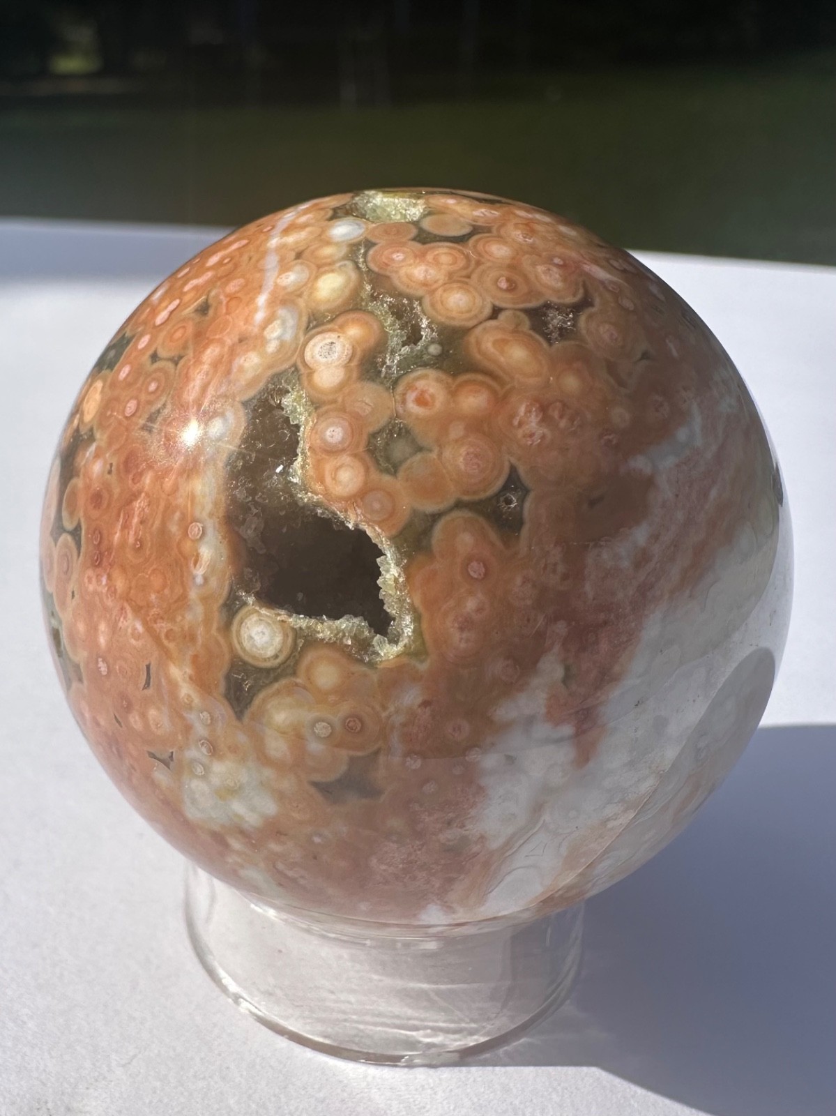 165g natural druzy orbicular ocean jasper 8th vein polished crystal ball