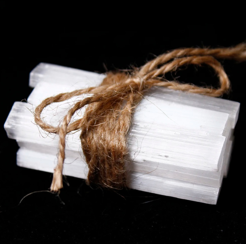 1set Natural Moroccan Selenite Bar – Crystal Plate & Quartz Mineral Healing Set