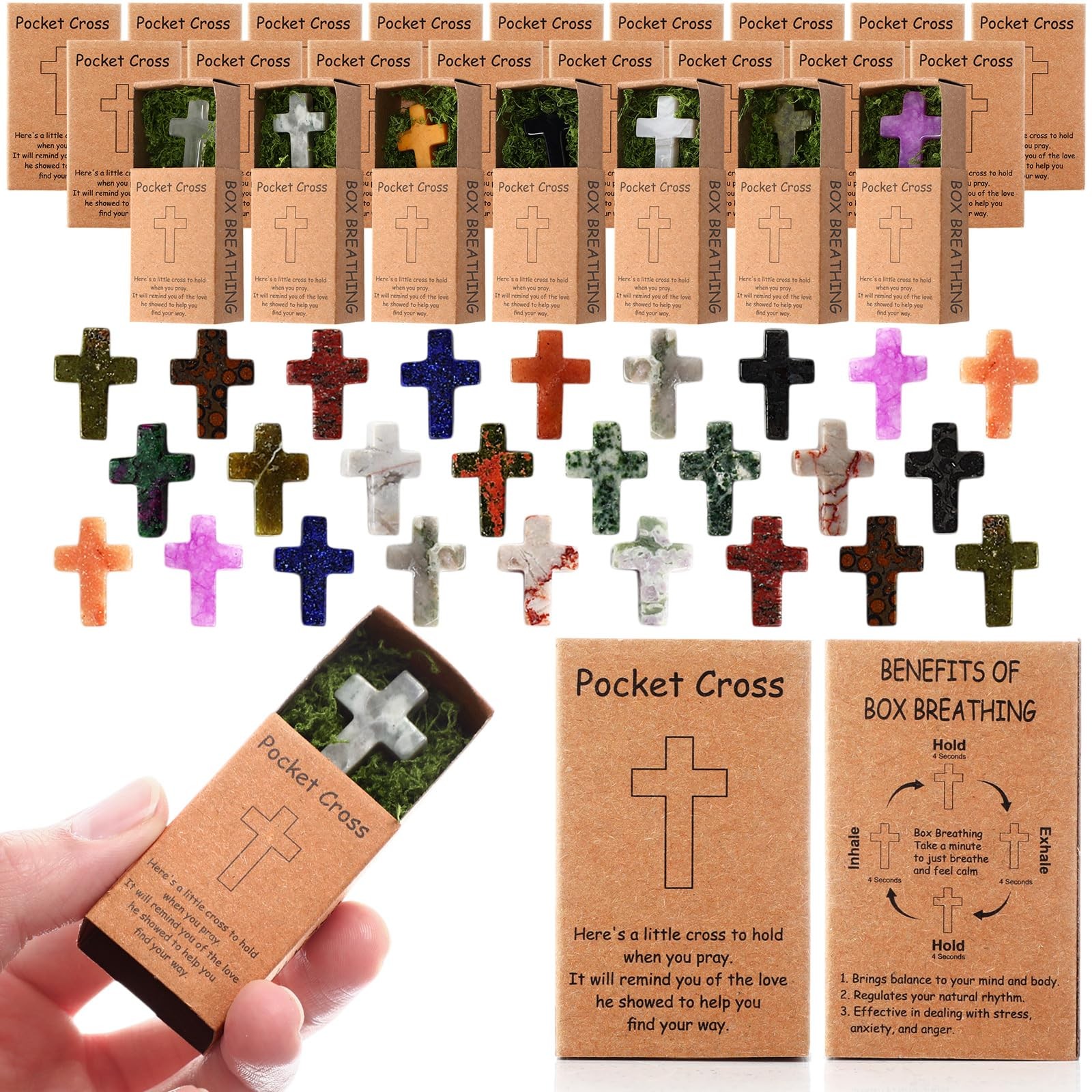 Liliaafar 100 Set Pocket Cross Bulk Christian Religious Gifts Pocket Hug Toke…