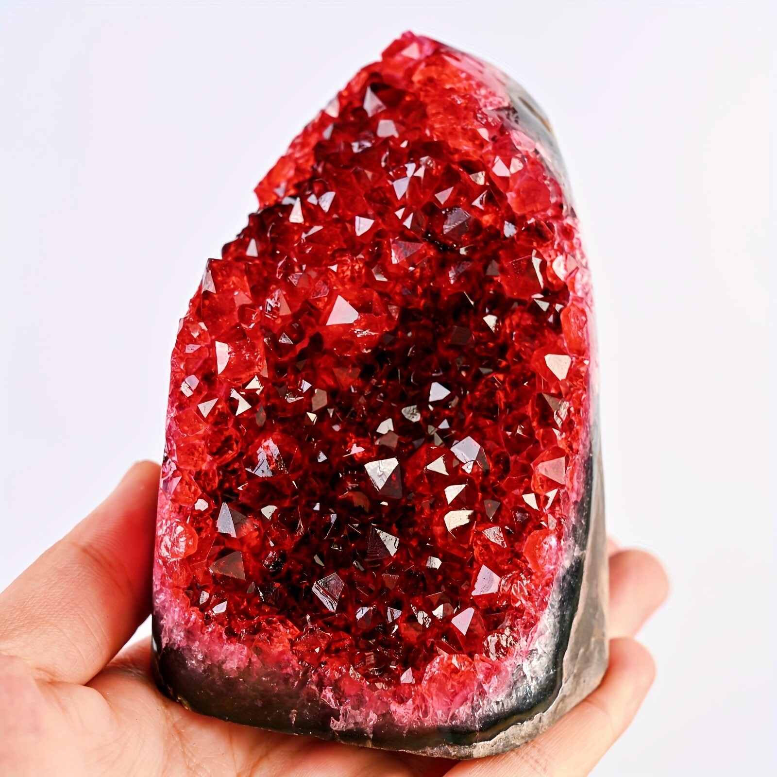1PC Wine Red Geode Cluster with Display Stand Premium Crystal Home Office Decor