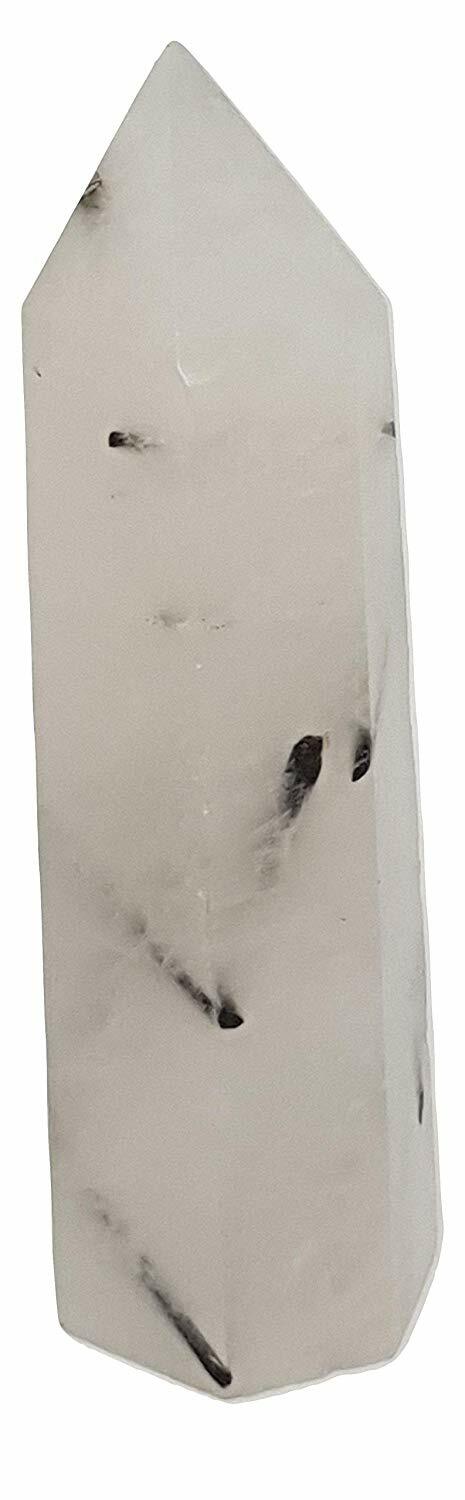 Rutilated Black Tourmaline Quartz Gemstone Point 78 x 25 x 20mm Approx 50g gt11a