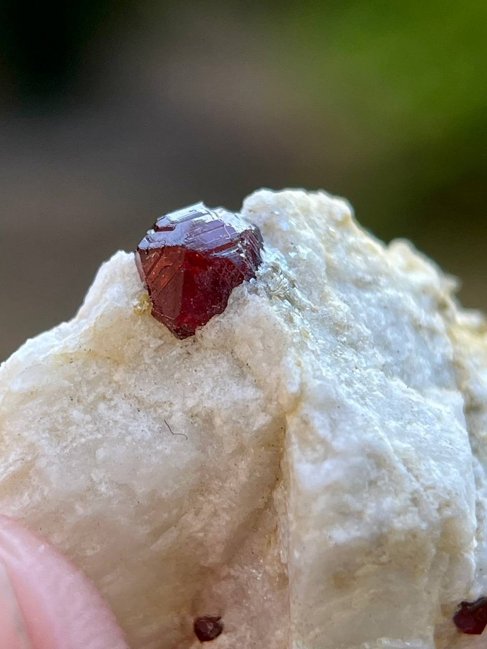 4.4 Gram Etched Deep Red Spessartine Garnet On Matrix From Skardu, Pakistan