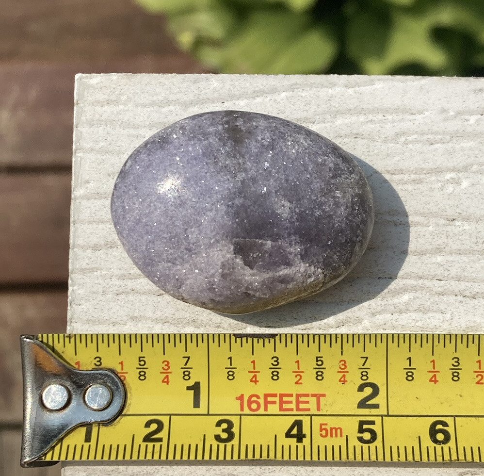 Handmade Polished LEPIDOLITE Healing Crystal Palm Stone Pebble MADAGASCAR 1.45″