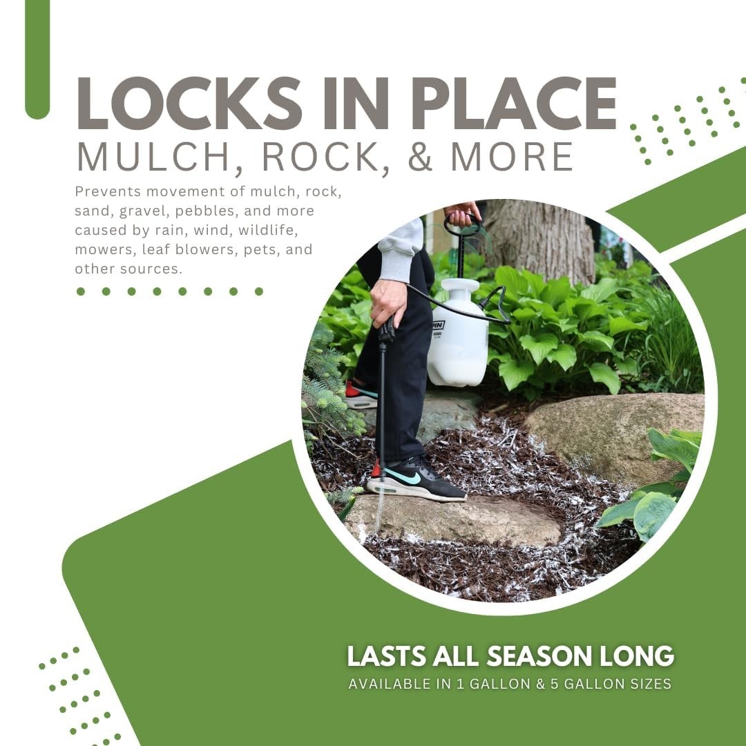5 Gallon Landscape Mulch Glue – Pet Safe Adhesive for Mulch & Rocks, Binding Spr