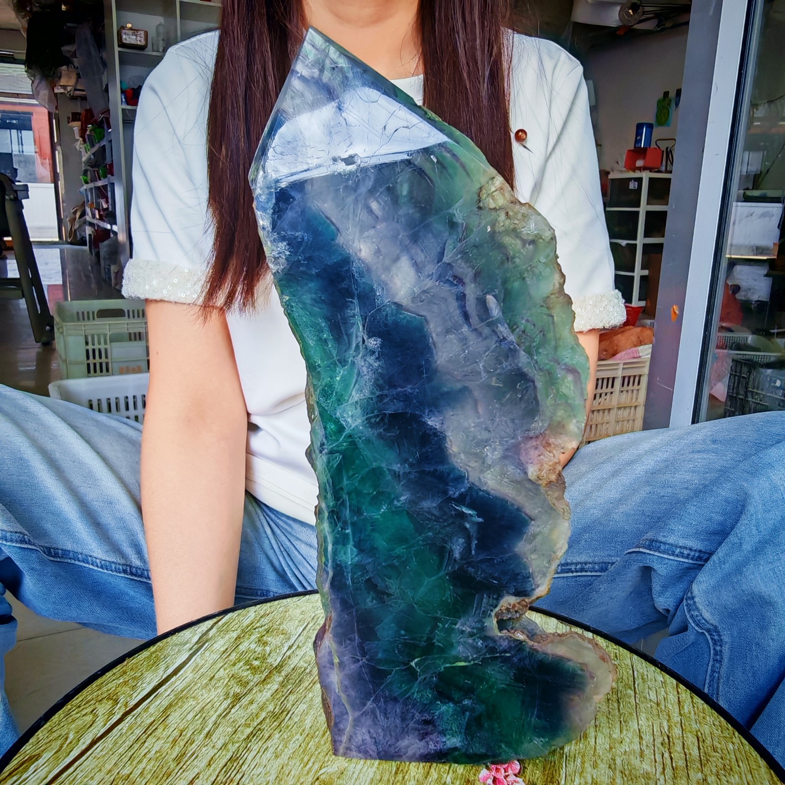3.85LB Restoration of Natural Colored Fluorite Crystal Specimens 1750g