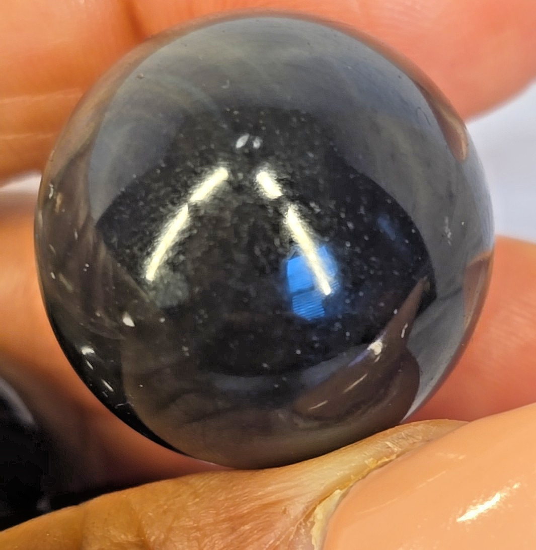 Rainbow Obsidian Sphere Set 3pc Silver Sheen Crystal Balls 26mm