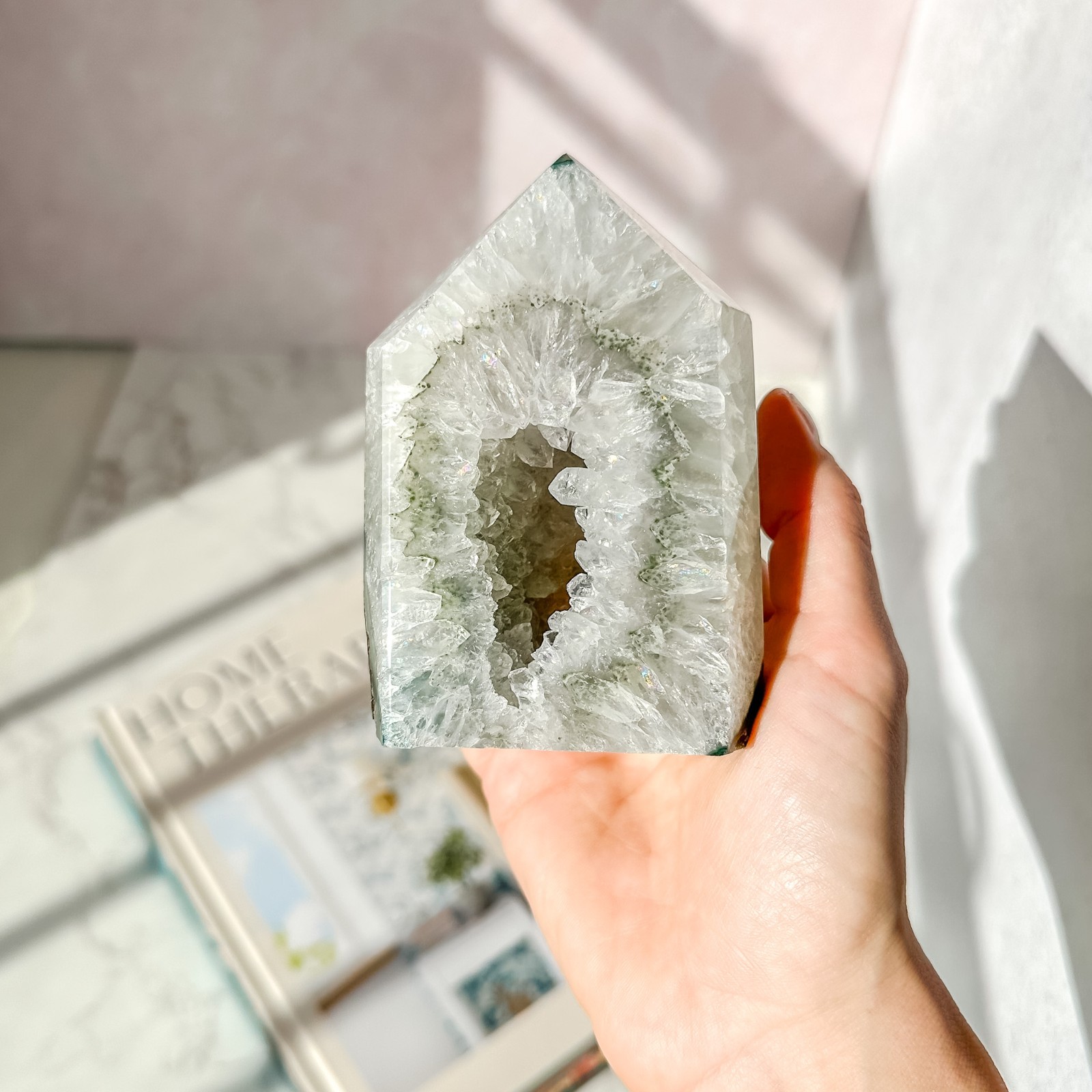 Agate Tower with Druzy (1 lbs 2.5 oz) | Natural Gemstone Home Decor