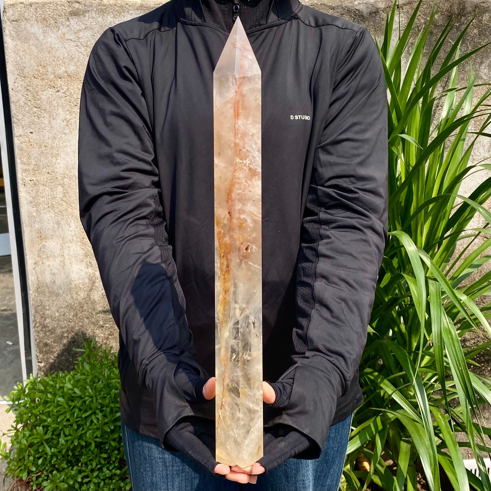 5.29LB Natural clear white crystal obelisk Crystal energy column Reiki healing