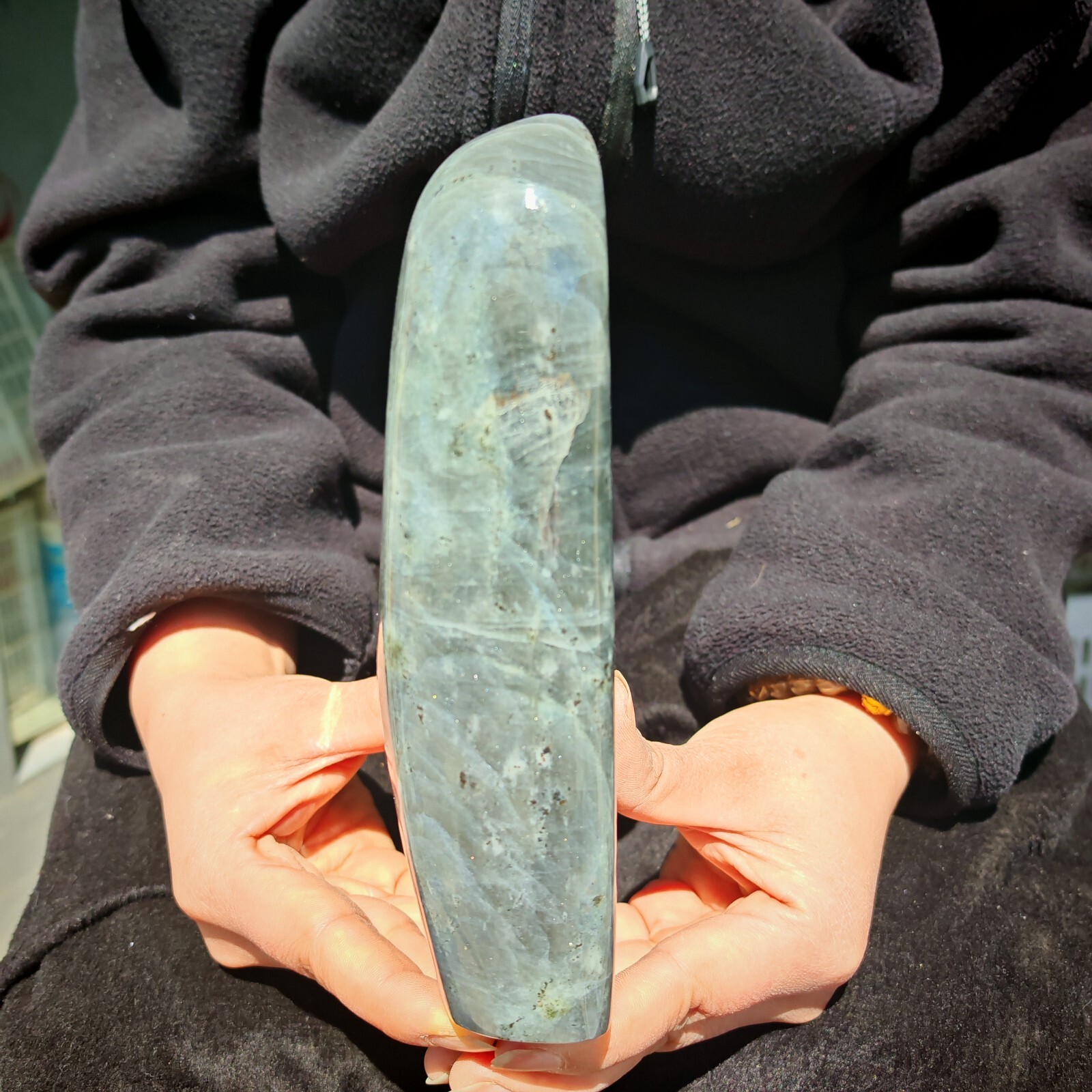 3.41LB RARE Natural crystal Labradorite that emits purple light beauty
