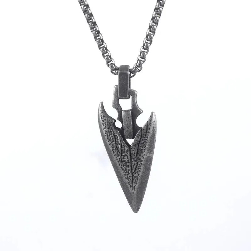 Men’s Fashion Jewelry Silver Celtic Viking Spear Head Pendant Necklace 1PC