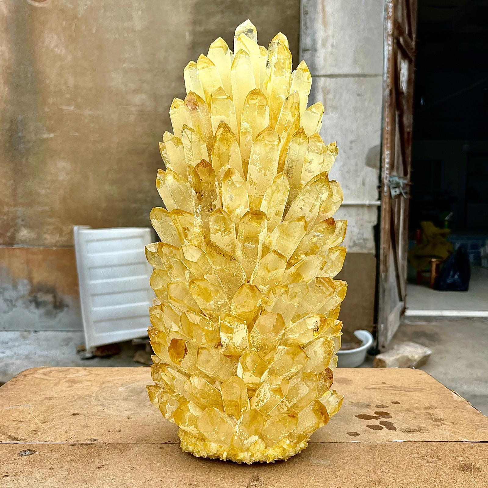 26.75LB Yellow Ghost Phantom Crystal Cluster Flower Raw Crystal Heal Quartz Deco