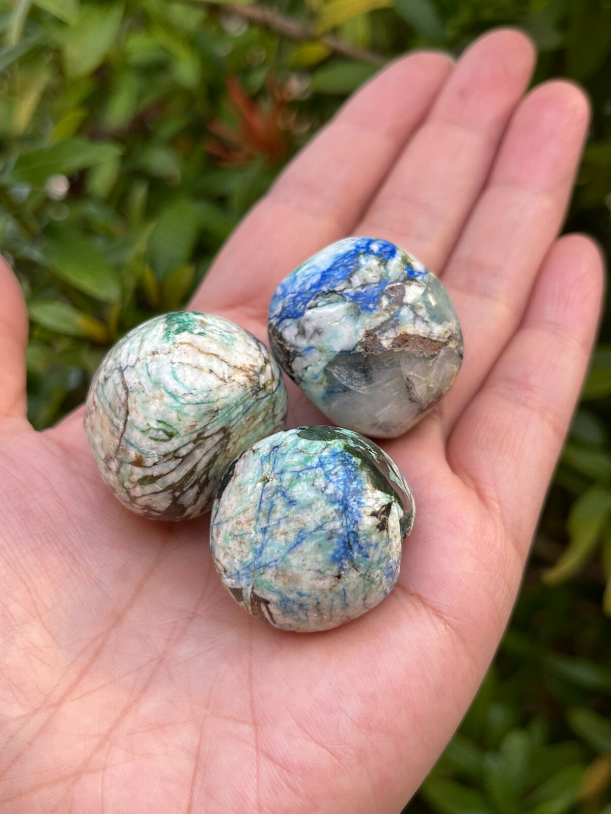 Grade A++ Azurite Malachite Tumbled Stones,0.75″-1.25″ Tumbled Azurite Malachite