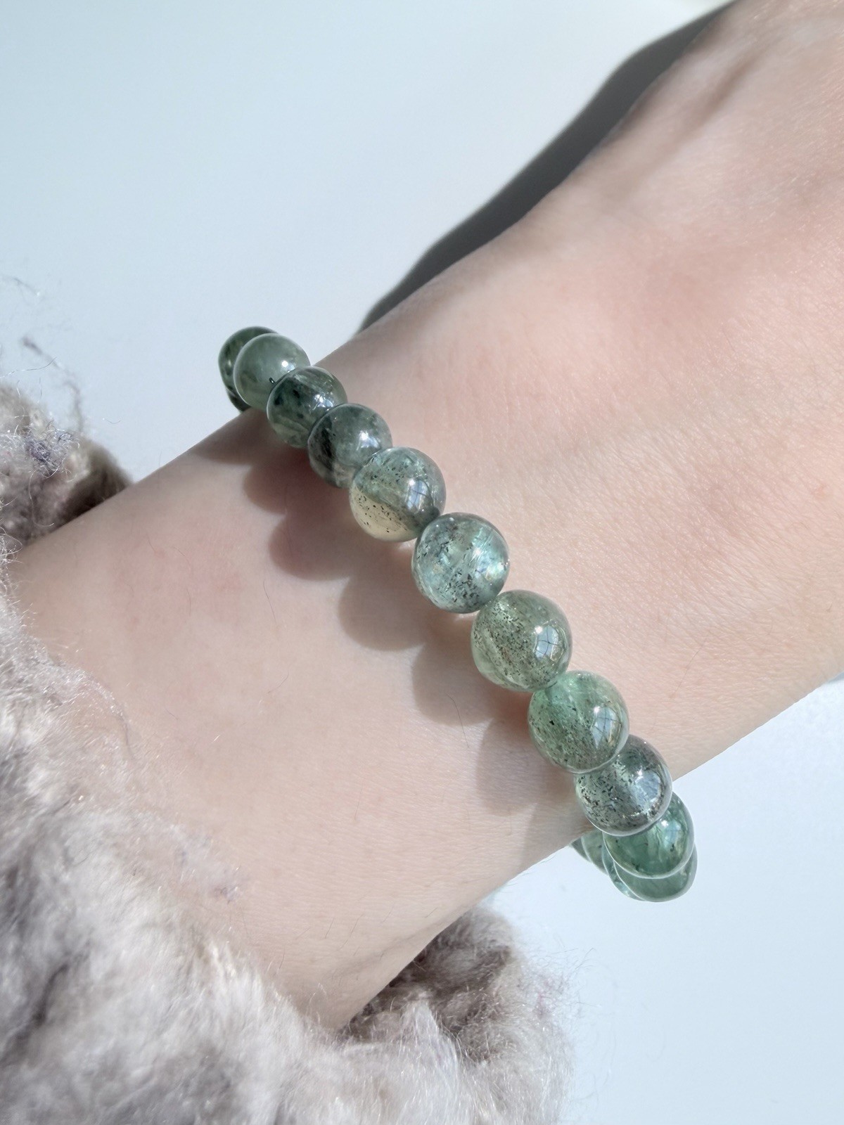 Rare Gemmy Natural Translucent Jelly Green Apatite Bracelet