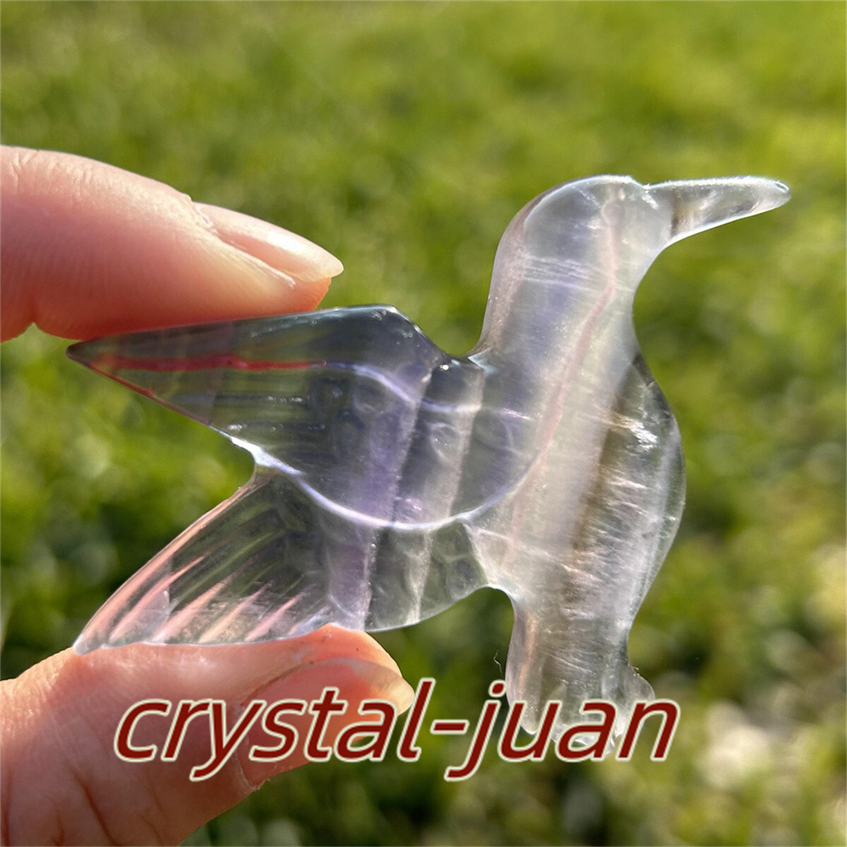 2″+ Natural Fluorite humming bird skull Carved Quartz Crystal skull Reiki heal