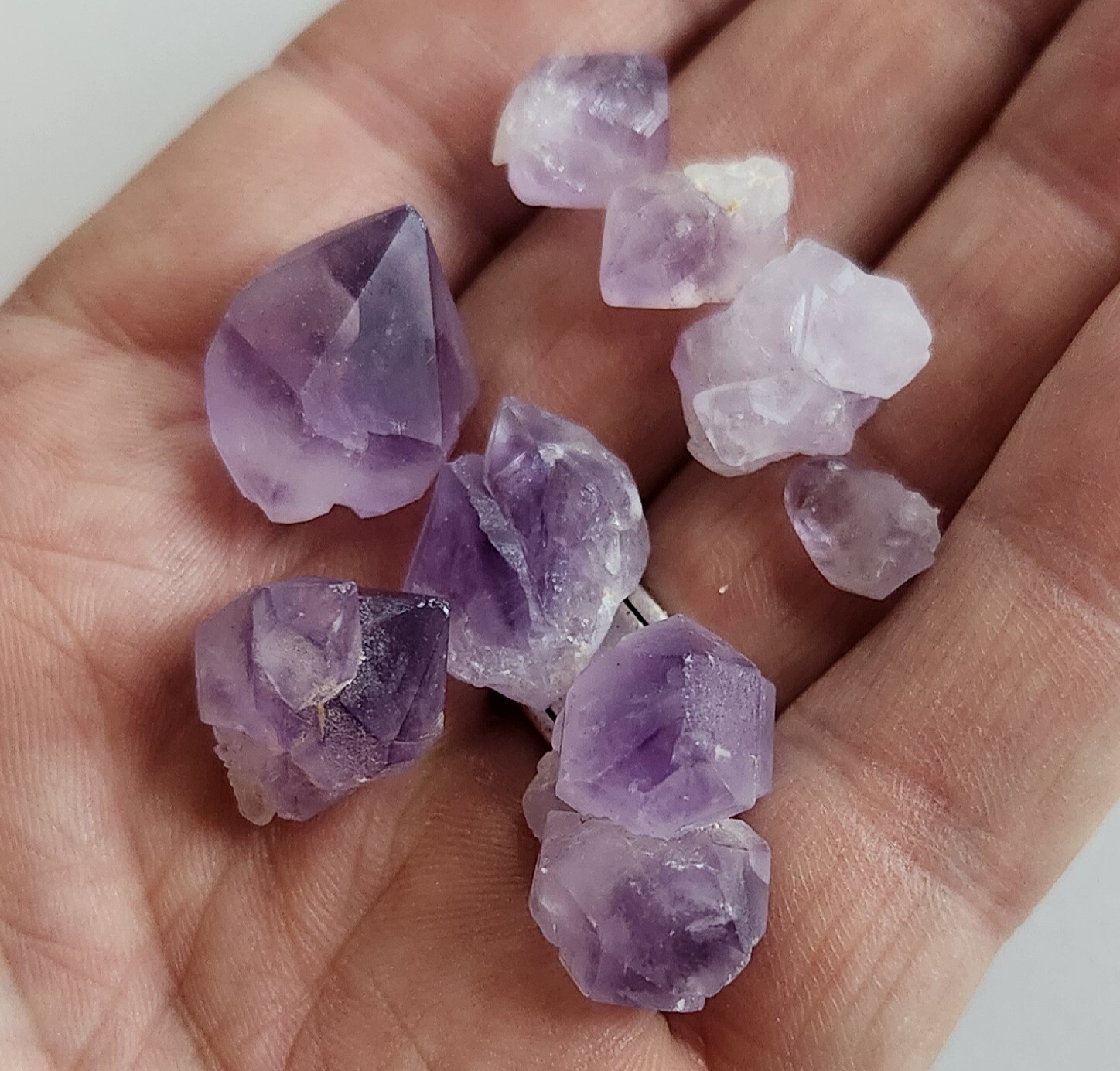 Beautiful Amethyst Skeletal Quartz Crystal Natural Points Lot Of 8 – 21g