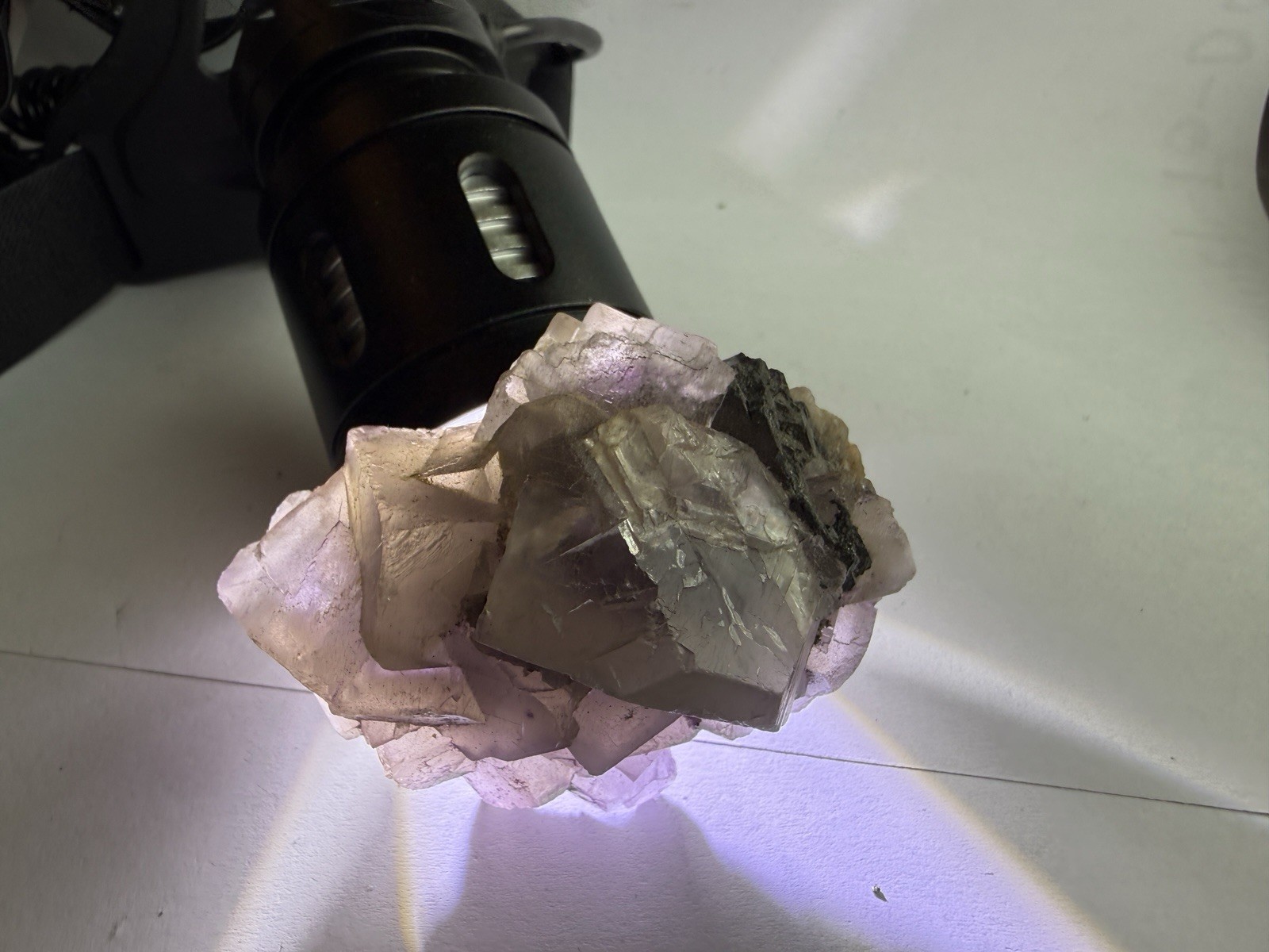 450g Transparent Light Purple Cubic Fluorite Crystal Cluster Mineral Specimen