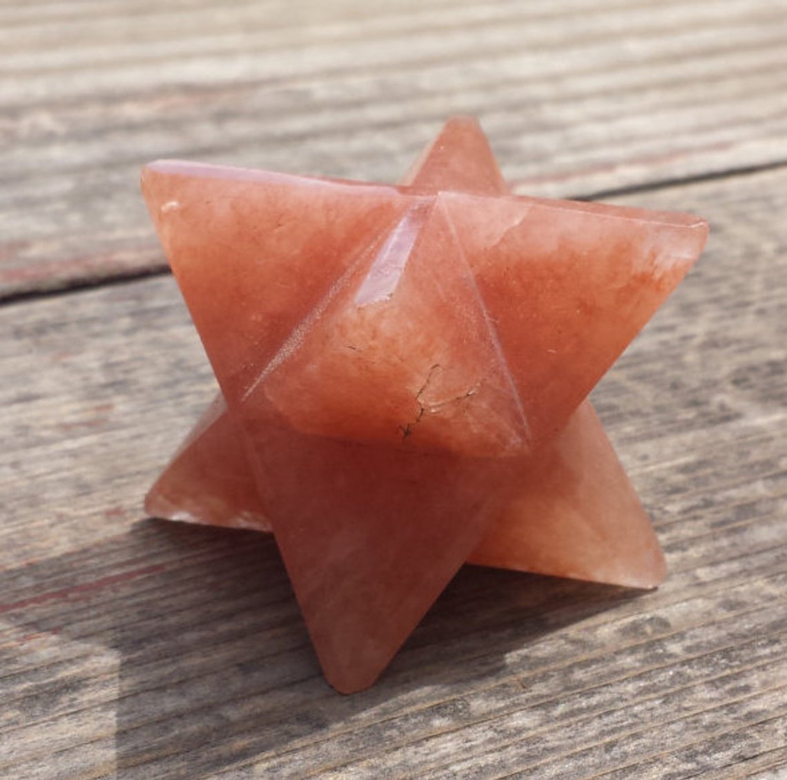 LARGE (50mm) PEACH AVENTURINE GEMSTONE MERKABA STAR (ONE) – BUY IT NOW