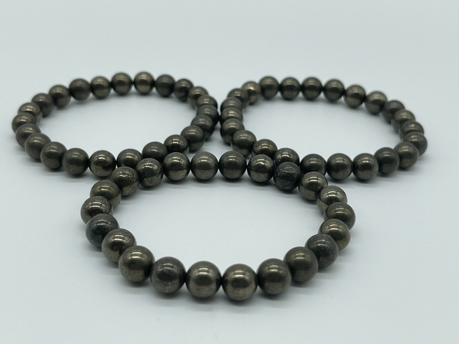 Grade A++ Pyrite Crystal Bead Bracelet 8mm, Genuine Pyrite Gemstone Bracelet