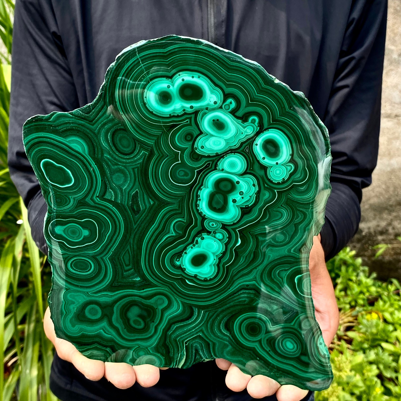 3.43LB Natural Green Malachite Slab Quartz Crystal Slice Ore Specimen Healing