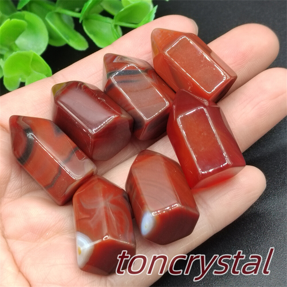 10pcs Top Natural Red Agate Mini Obelisk Quartz Wand Crystal Point Reiki Healing