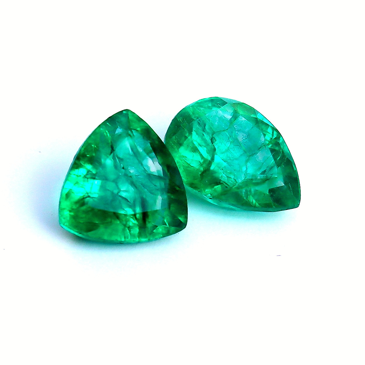 Natural Emerald 19.75 Ct 2 Pieces Pear&Trillion Shape Loose Gemstones Certified