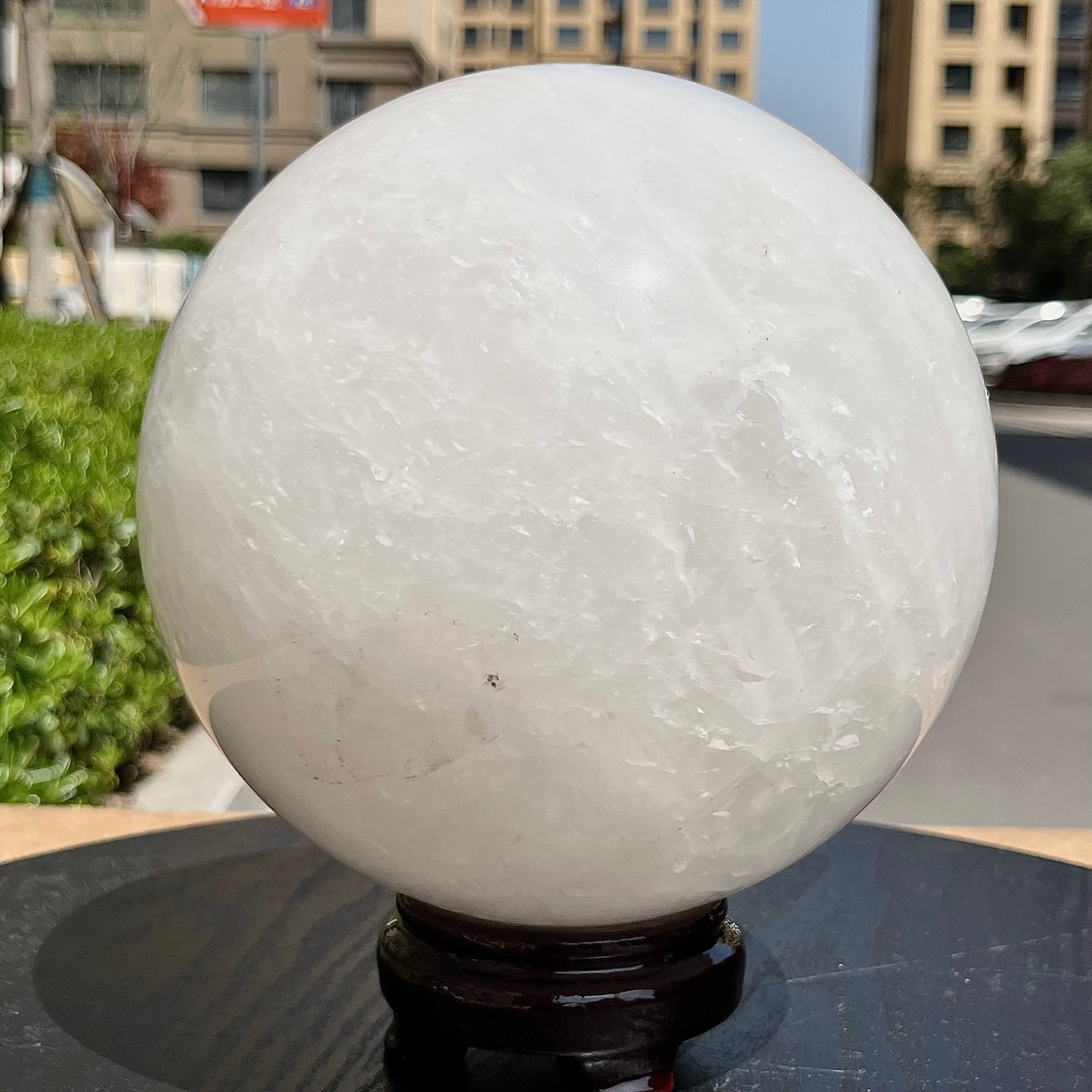 164mm Clear Quartz Crystal Sphere Ball Tower Natural Stone Feng Shui 14.4 lb
