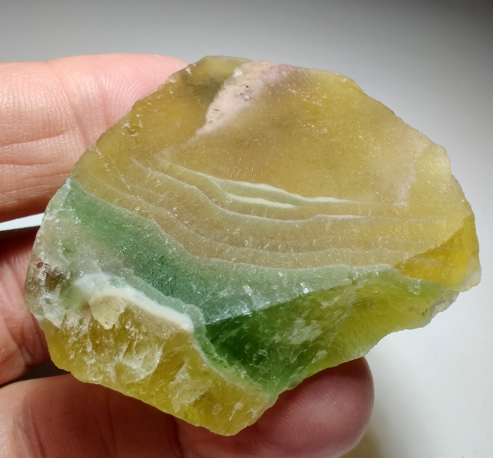 Rainbow Fluorite, cut slab, great color! fluorescent. Argentina. 86 grams.