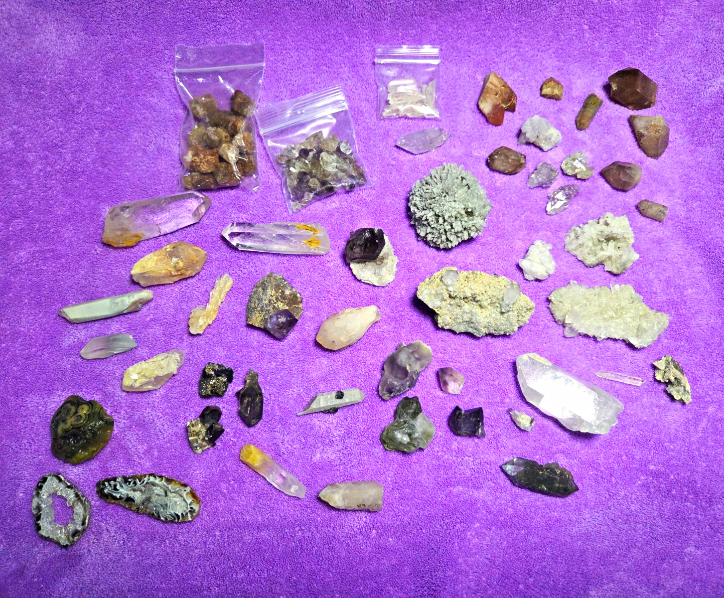 Quartz Crystal LOT of 50+ Amethyst, Lithium, Blue Smoke, Petroleum, Herkimer, +