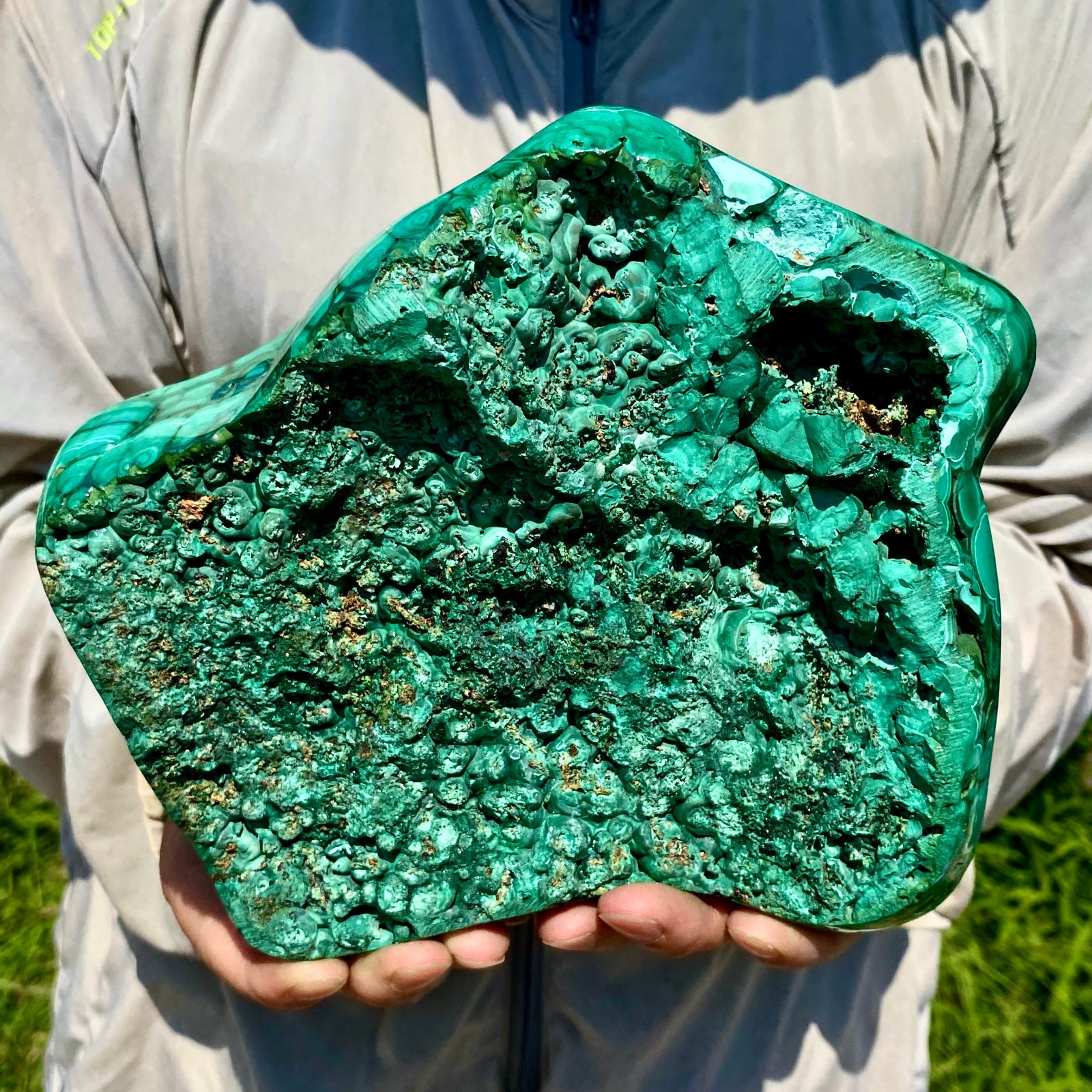7.49LB Natural glossy Malachite transparent cluster rough mineral sample