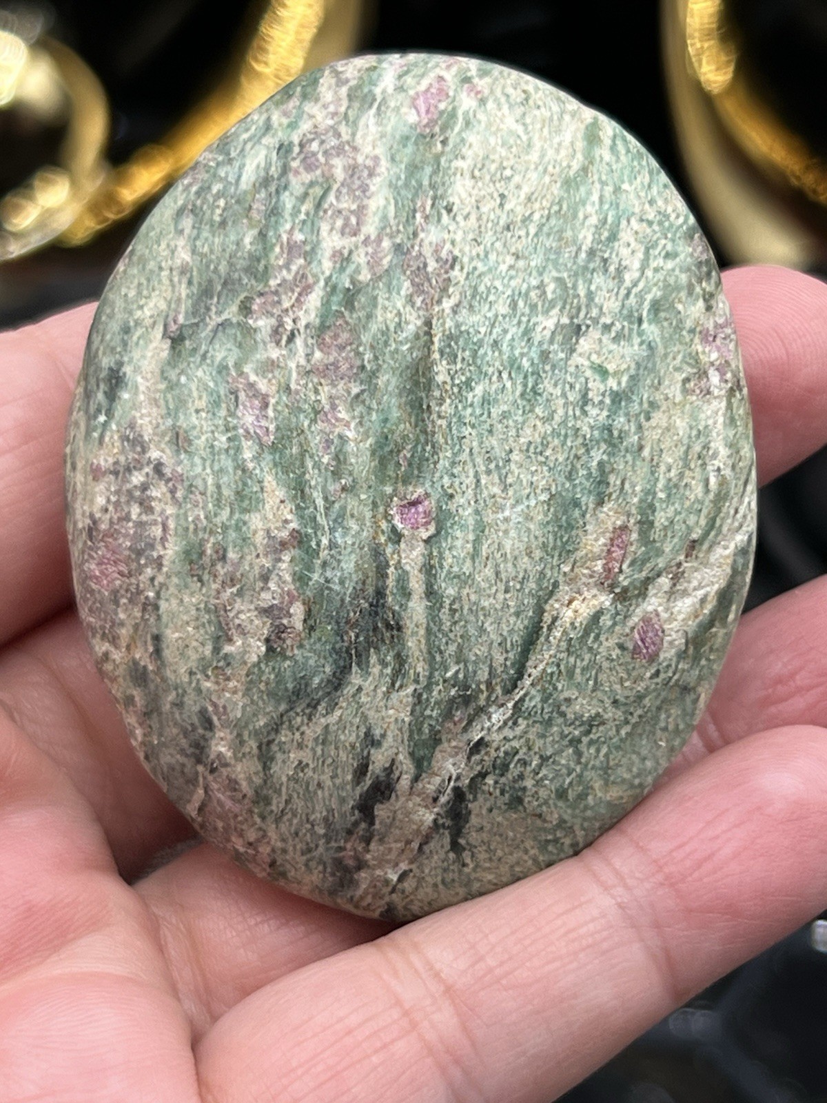 Natural Unique Ruby in Fuchite Palmstones Uv Unpolished Raw Free ship