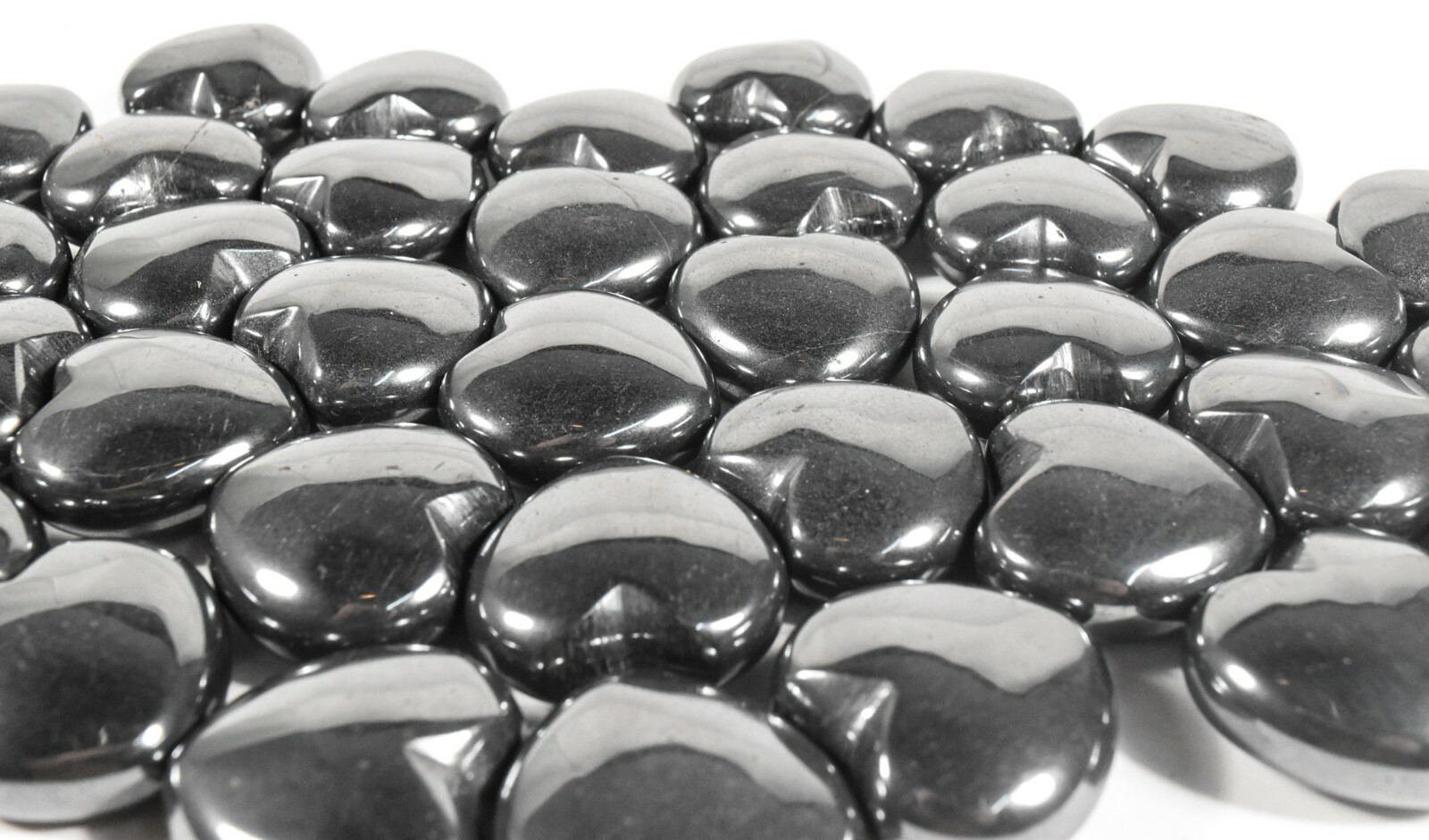 30mm Silverish Black Hematite Puffy Heart Sparkling Crystal Mineral China 1,2PCs