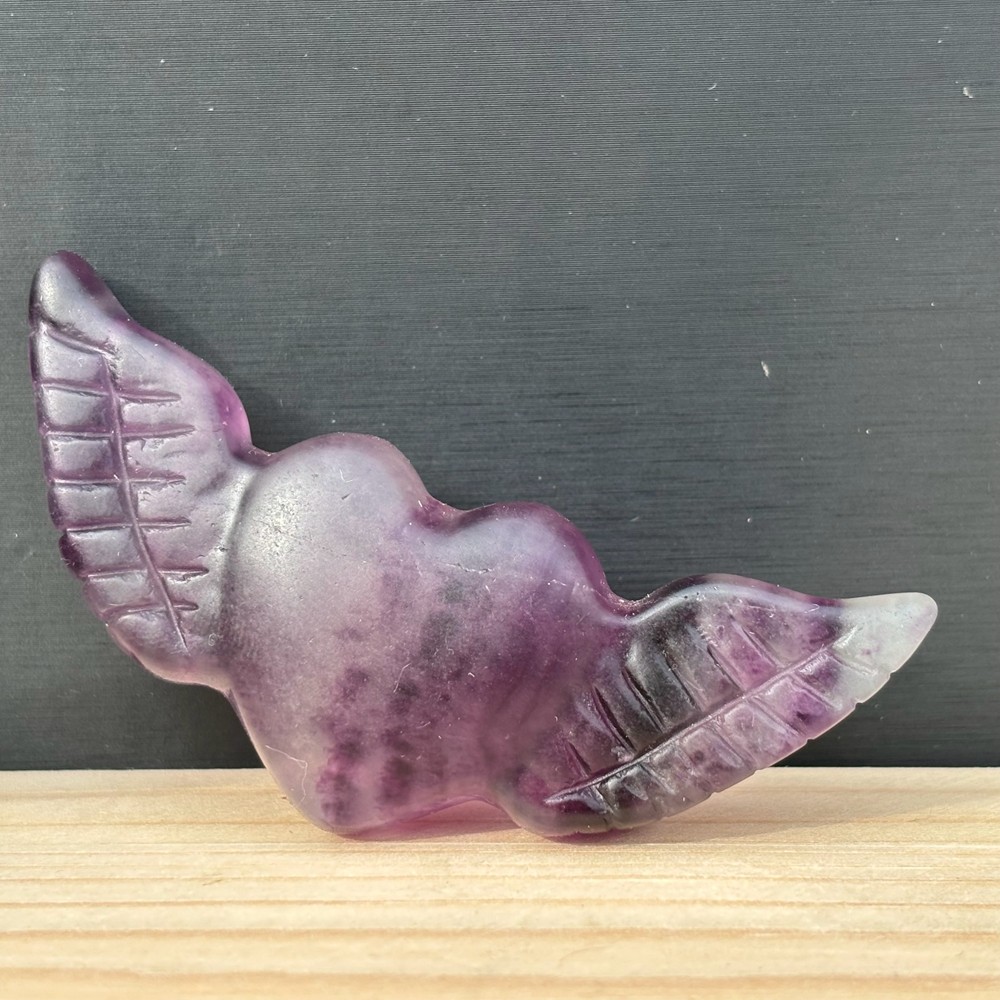 Natural Fluorite Quartz Love Wings Skull Carved Crystal Skull Reiki Healing