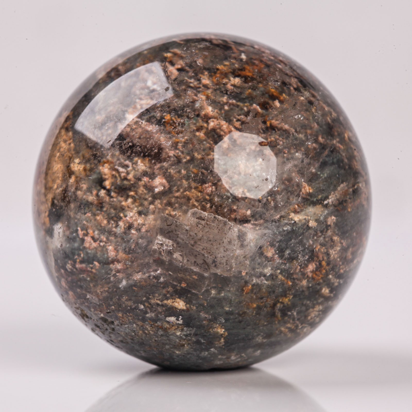 34g29mm Natural Garden/Phantom/Ghost/Lodolite Quartz Crystal Sphere Healing Ball