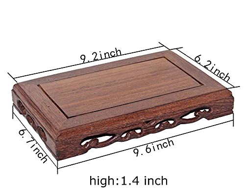 Rectangular Wooden Base Solid Wood Carved Teapot Pot Plant Table Lamp Fish Ta…