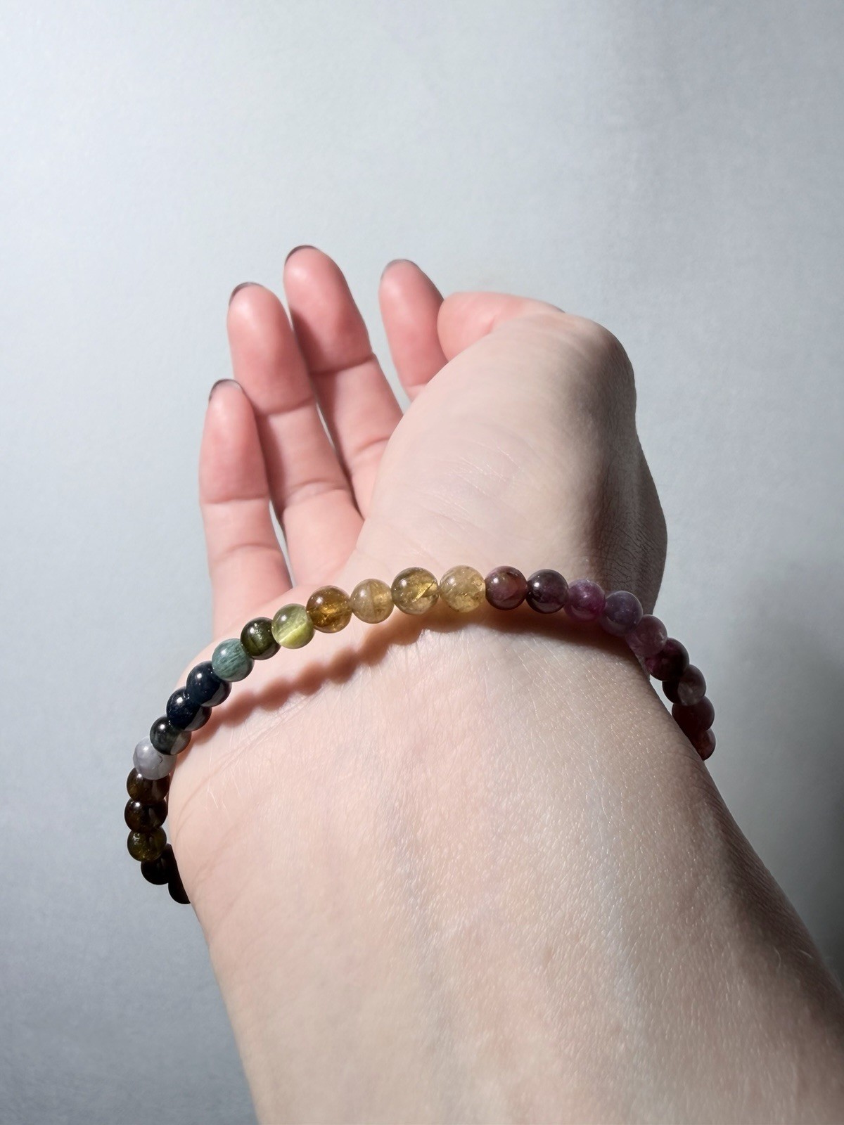 Natural Rainbow Multi Color Tourmaline Bracelet | Watermelon Tourmaline | Dainty