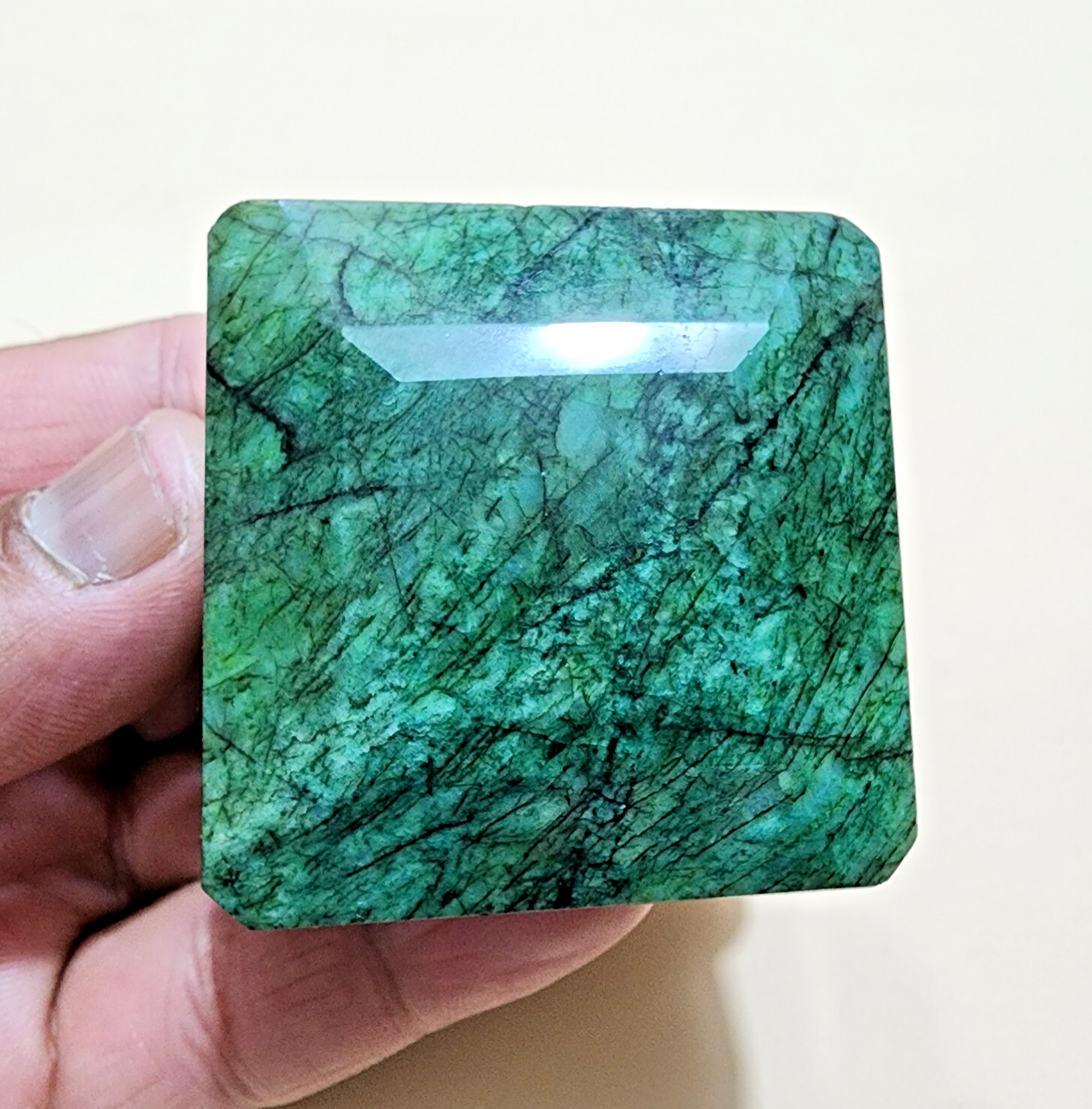 730 Crt Superb AAA+ Green Brazilian Emerald Gemstone Square Shape Jewelry Making