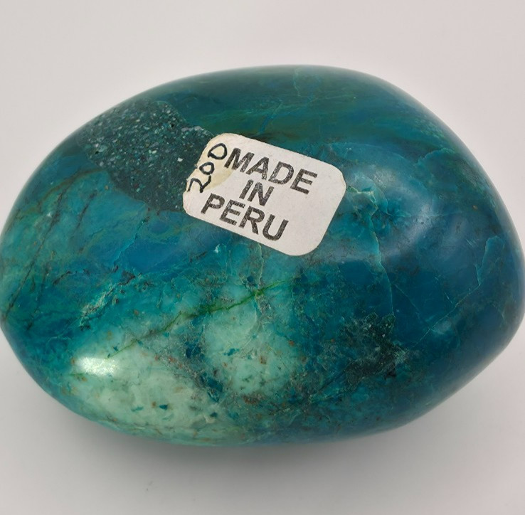 Natural Chrysocolla Palm Stone, Peru