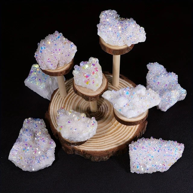 Titanium Raw Rainbow Angel Aura Quartz Cluster Geode Crystal Stone Specimens