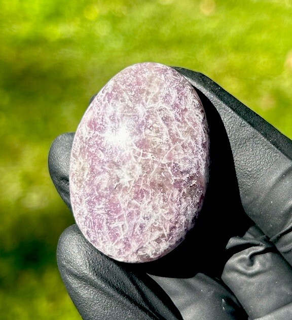 Handmade Polished LEPIDOLITE Healing Crystal Palm Stone Pebble MADAGASCAR